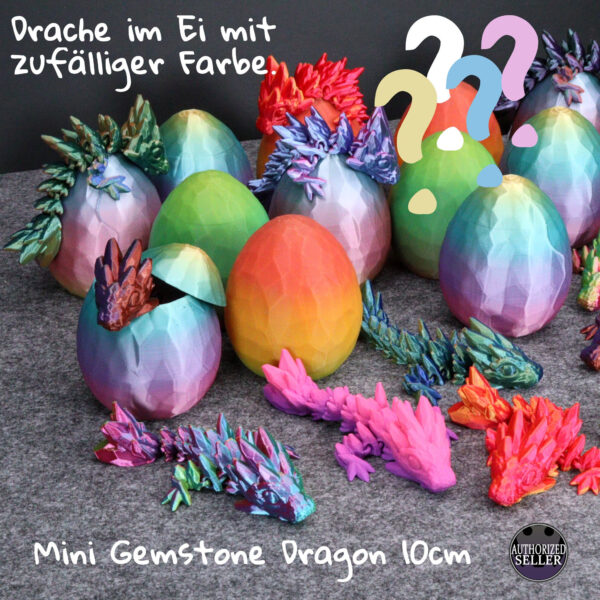 Mini Egg with Gemstone Dragon - Random Color - Play, Fun and Excitement Guaranteed - 3D Printing -