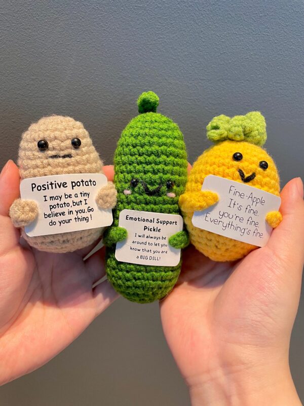 Personalized Emotional Support+Mini Caring Handmade Crochet positive Potato/pickle/cucumber/pineapple,Gift for him/her,Desk Buddy,home decor