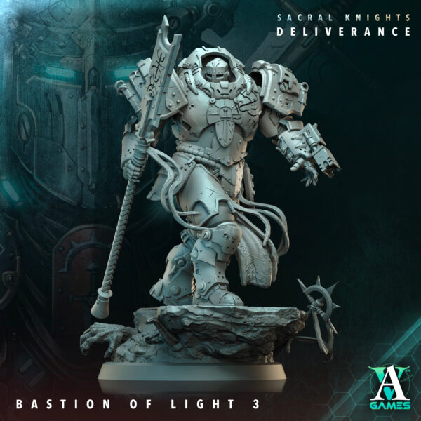 Sci-Fi Miniature Space Knight, Bastion of Light | 28mm,32mm, 54mm, 75mm,100mm Scales | Resin Mini | Archvillain Games