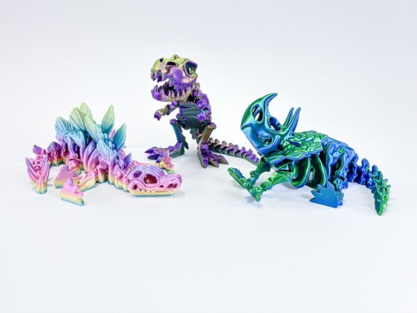 Dino Set - Movable Dinosaurs - Articulated Dino - Desk Toy - Home Decoration - Flexi Dino - Tyrannosaurus Rex Stegosaurus Triceratops