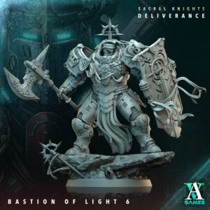 Sci-Fi Miniature Space Knight, Bastion of Light | 28mm,32mm, 54mm, 75mm,100mm Scales | Resin Mini | Archvillain Games