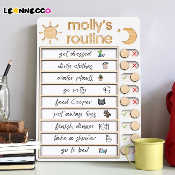 Personalized Daily Routine Chart, Custom To-Do List,Wooden Daily Checklist, VisualSchedule,Daily Responsibility Tasks Board,Kids Chore Chart