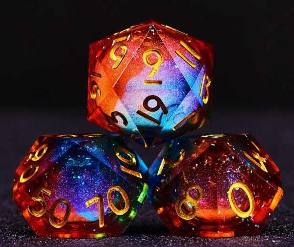 Magic Red Liquid Core DnD Dice Set for Role Playing Games, Starry Dungeons and Dragons Dice Set for D&D gifts, Full Sharp Edge d and d dice