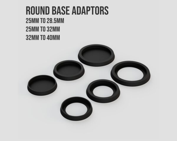 Round Base Adaptors (10pcs) 25mm, 28mm & 40mm for Warhammer 40k, Wargaming, Miniatures, Age of Sigmar