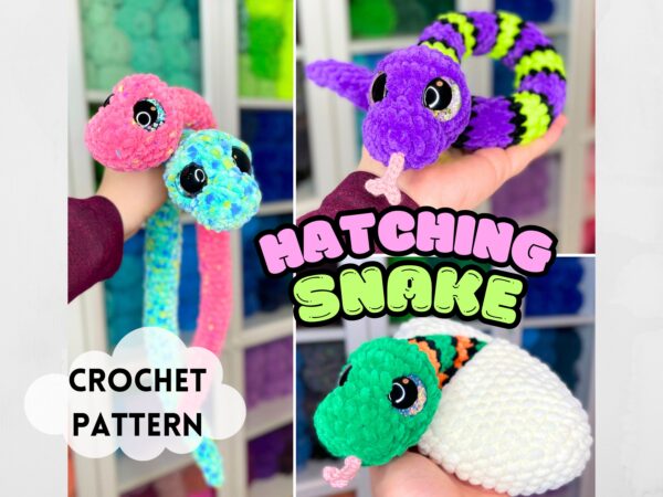 NO SEW Hatching Baby Snake Crochet Pattern; Easy Snake Beginner Crochet; Downloadable Crochet Pattern PDF File