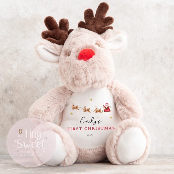 Personalised Christmas Teddy, Personalised Reindeer Toy, 1st Christmas, 1st Christmas Toy, Christmas Plush, Christmas Teddy, Christmas Gift