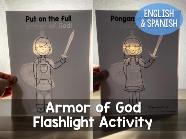 Armor of God Flashlight Activity Digital Download English and Spanish NIV KJV Church Sunday School Homeschool