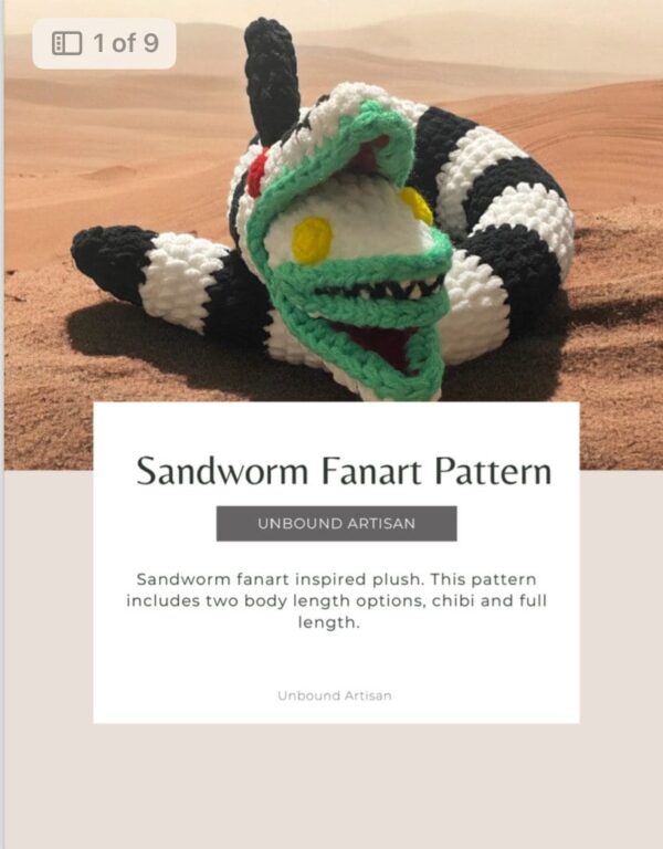 Sandworm PATTERN ONLY_Instand PDF download _US crochet terms_Sandworm Plush