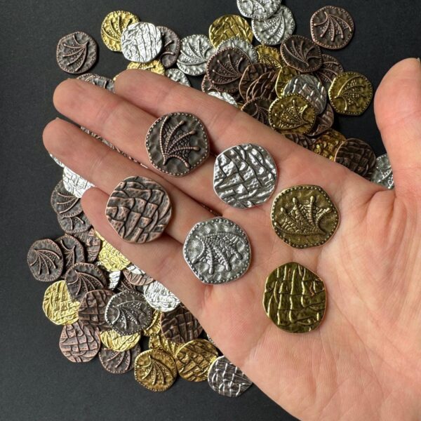 40x Dragon Coins in 3 different colors, Metal Token Upgrade for Board Game, Gold, Silver, Bronze, Double-sided