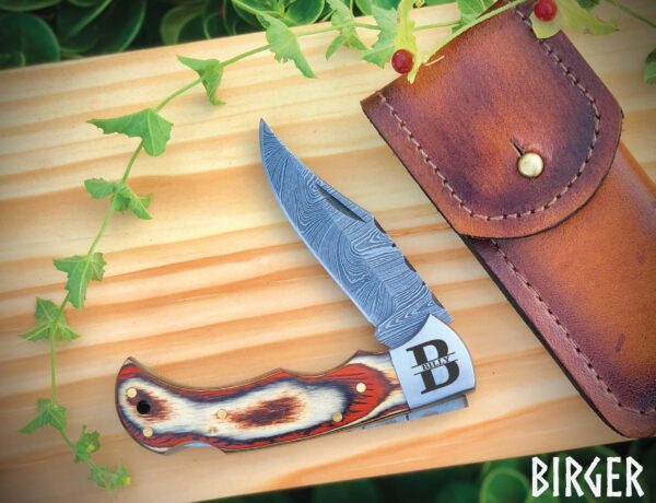 Giftful Handmade Damascus Pocket Knife with a touch of personalized engraving, Gift for men, Women on Birthday, Wedding Anniversary