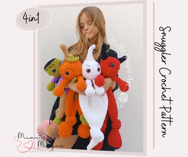 Snuggler Halloween 4in1 Crochet Pattern: Devil, Pumpkin, Ghost, Frankie PDF | Crochet amigurumi, Digital Download no sew and low sew pattern