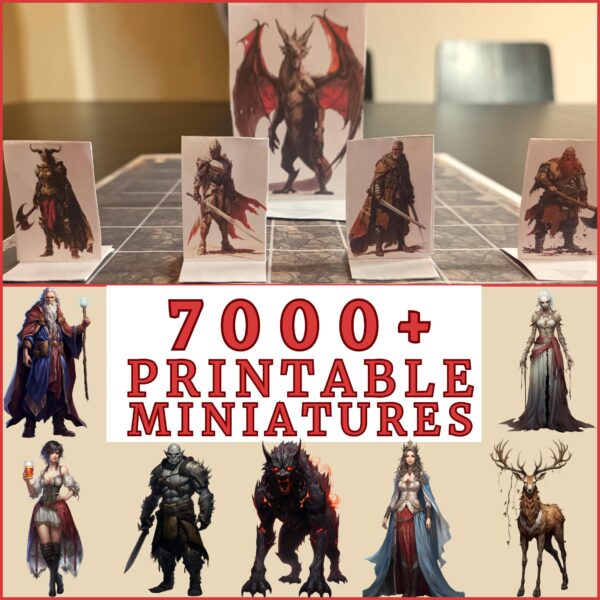 7000 RPG Easily Printable Tabletop paper Miniatures, dnd accessories  for ttrpg game, bord game , role playing games,  mini dnd miniature